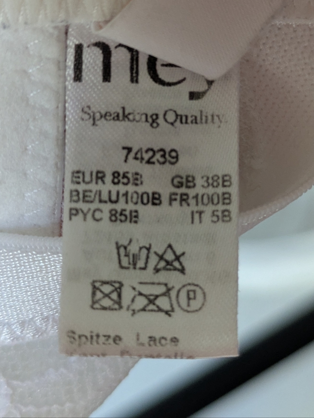 Mye Women's White Sheer Floral Underwire Bra - Size 85 B / USA 38 B - Picture 4 of 5